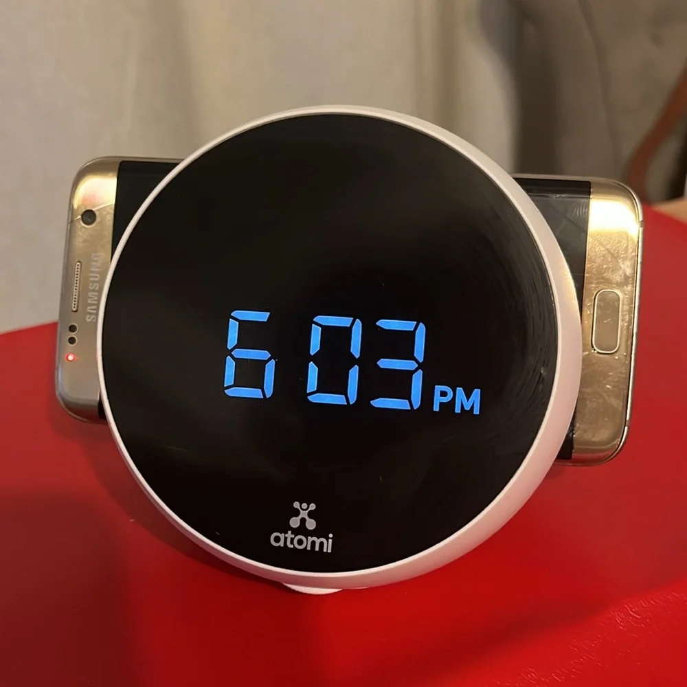 ATOMI Qi Wireless Alarm Clock 10W Wireless Charger AT1227 Black Android Or Apple